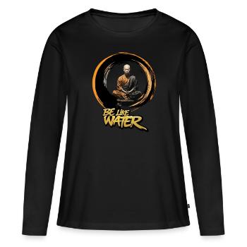 sei wie Wasser - Frauen Premium Bio Langarmshirt - Schwarz - Vorne - Julia (174cm)