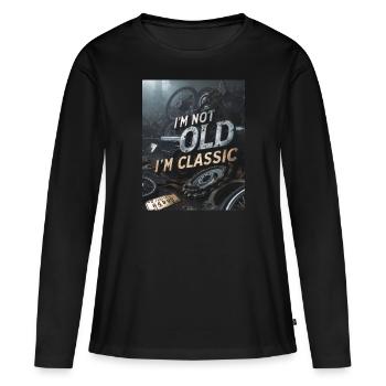 Ich bin nicht alt, ich bin klassisch - Frauen Premium Bio Langarmshirt - Schwarz - Vorne - Julia (174cm)