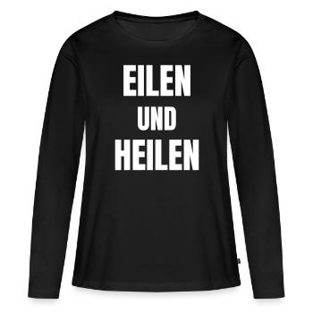 Eilen und Heilen - Frauen Premium Bio Langarmshirt - Schwarz - Vorne - Julia (174cm)