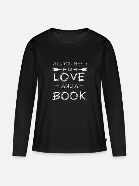Buch Liebhaber Shirt - Frauen Premium Bio Langarmshirt - Schwarz