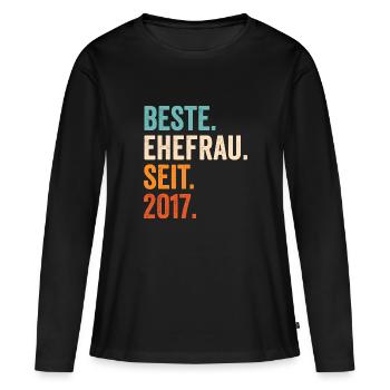 Beste Ehefrau Seit 2017 4. Hochzeitstag 4 Jahre - Frauen Premium Bio Langarmshirt - Schwarz - Vorne - Julia (174cm)