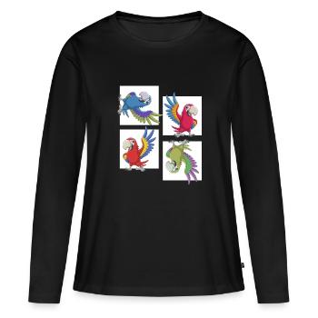 Le perroquet parlant montre un plumage coloré - T-shirt manches longues Premium bio Femme - noir - Devant - Julia (174cm)