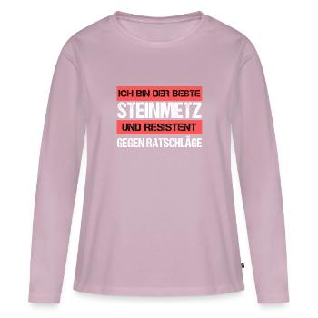 Tailleur de pierre résistant - T-shirt manches longues Premium bio Femme - rose poudré - Devant - Julia (174cm)