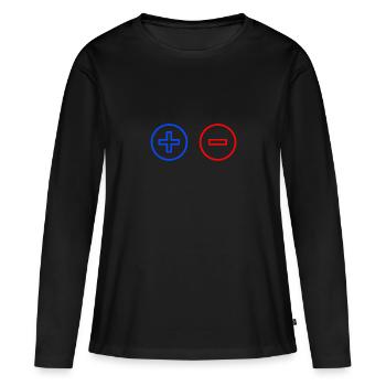 Plus Minus - Frauen Premium Bio Langarmshirt - Schwarz - Vorne - Julia (174cm)