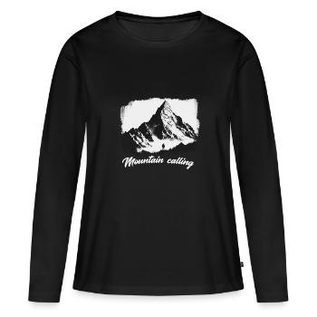Mountain Calling 9 - Frauen Premium Bio Langarmshirt - Schwarz - Vorne - Julia (174cm)