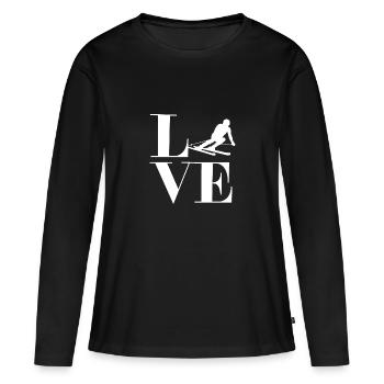 Love coeur ski ski hiver vacances piste - T-shirt manches longues Premium bio Femme - noir - Devant - Julia (174cm)