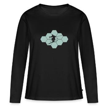 skiing ski skier - Frauen Premium Bio Langarmshirt - Schwarz - Vorne - Julia (174cm)
