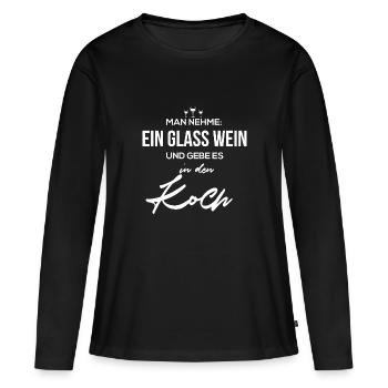 Cadeau chef de cuisine vin rouge vin blanc cours de cuisine - T-shirt manches longues Premium bio Femme - noir - Devant - Julia (174cm)