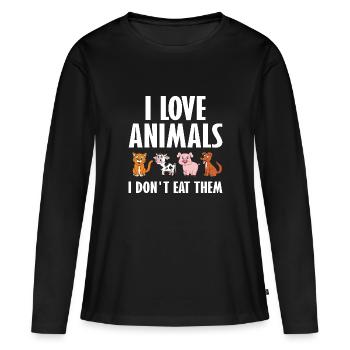 Végétarien végétarien végétarien - T-shirt manches longues Premium bio Femme - noir - Devant - Julia (174cm)