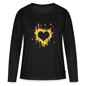 le coeur éclabousse l'or - T-shirt manches longues Premium bio Femme - noir - Devant - Julia (174cm)
