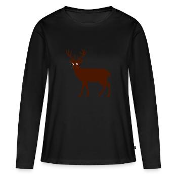 Rotwild Hirschbulle - Frauen Premium Bio Langarmshirt - Schwarz - Vorne - Julia (174cm)