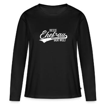 Ehefrau - Frauen Premium Bio Langarmshirt - Schwarz - Vorne - Julia (174cm)