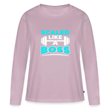 Balances comme un patron - Fitness - T-shirt manches longues Premium bio Femme - rose poudré - Devant - Julia (174cm)