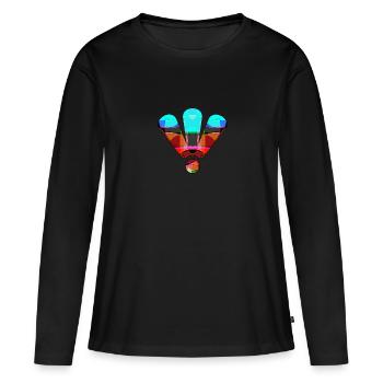3 points d'exclamation colorés - T-shirt manches longues Premium bio Femme - noir - Devant - Julia (174cm)