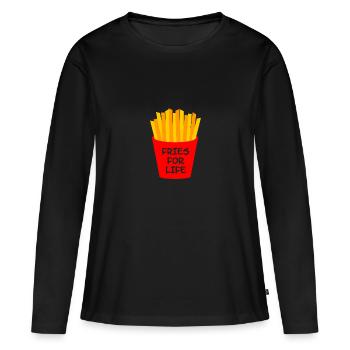 Fries Pommes - Frauen Premium Bio Langarmshirt - Schwarz - Vorne - Julia (174cm)