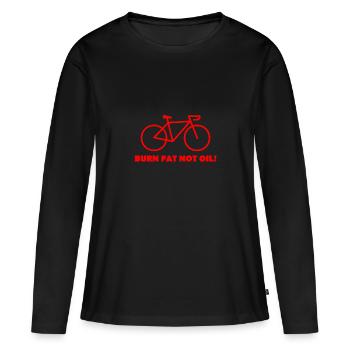 BRÛLER DES GRAISSES PAS DE L'HUILE! - T-shirt manches longues Premium bio Femme - noir - Devant - Julia (174cm)