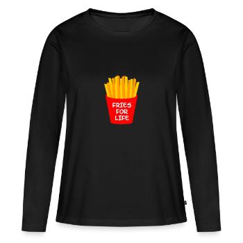 Frites frites - T-shirt manches longues Premium bio Femme - noir - Devant - Julia (174cm)