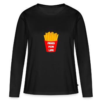 Frites frites - T-shirt manches longues Premium bio Femme - noir - Devant - Julia (174cm)