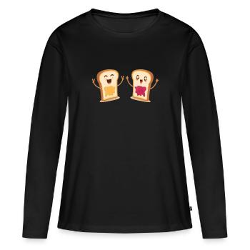 Toast (kawaii, joie) - T-shirt manches longues Premium bio Femme - noir - Devant - Julia (174cm)