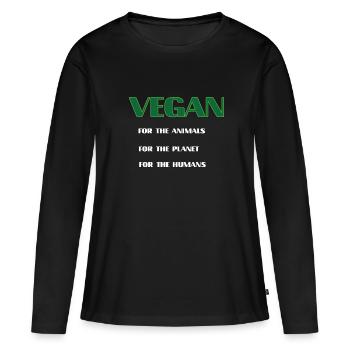 Végétalien pour les animaux, la planète, les gens Design - T-shirt manches longues Premium bio Femme - noir - Devant - Julia (174cm)