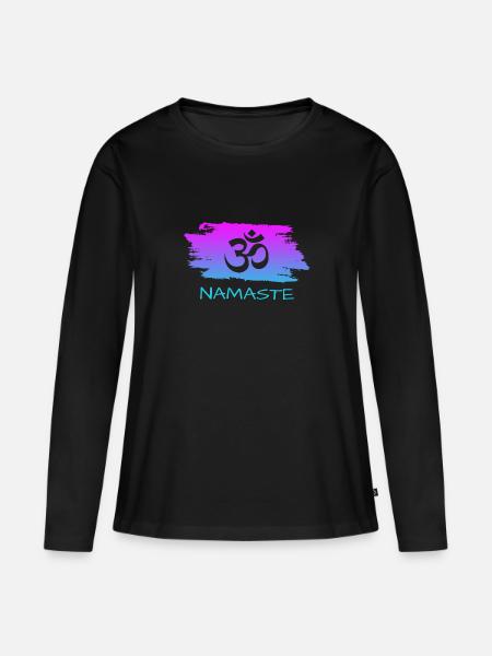 Namaste - Frauen Premium Bio Langarmshirt - Schwarz