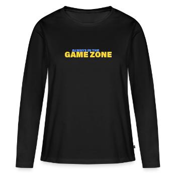 ZONE DE JEU - T-shirt manches longues Premium bio Femme - noir - Devant - Julia (174cm)