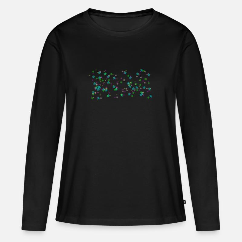 Sterne - Frauen Premium Bio Langarmshirt - Schwarz