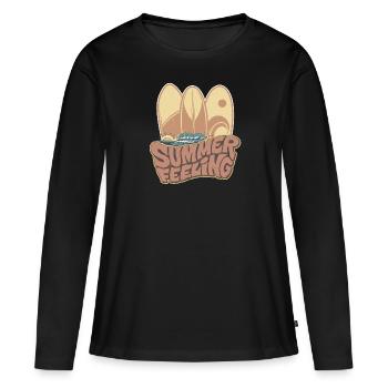 Sentiment d’été - T-shirt manches longues Premium bio Femme - noir - Devant - Julia (174cm)