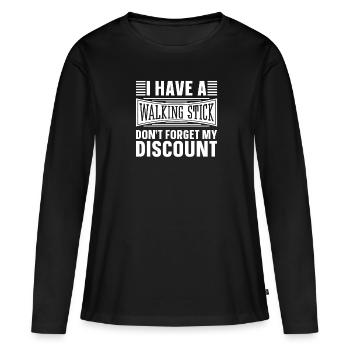 Pension de retraité drôle N’oubliez pas ma réduction - T-shirt manches longues Premium bio Femme - noir - Devant - Julia (174cm)