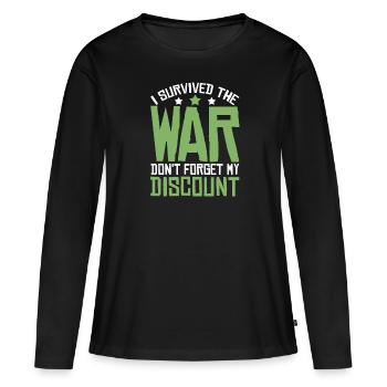 Pension de retraité drôle N’oubliez pas ma réduction - T-shirt manches longues Premium bio Femme - noir - Devant - Julia (174cm)