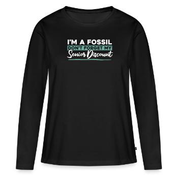 Rentner Rente Fossil - Frauen Premium Bio Langarmshirt - Schwarz - Vorne - Julia (174cm)