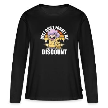 Pension de retraité N’oubliez pas ma réduction - T-shirt manches longues Premium bio Femme - noir - Devant - Julia (174cm)