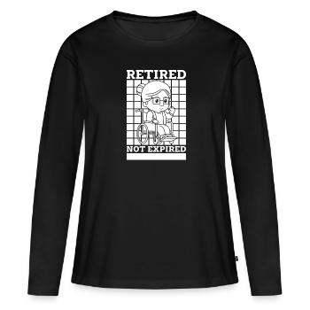 Pension de retraité expirée N’oubliez pas mon rabais - T-shirt manches longues Premium bio Femme - noir - Devant - Julia (174cm)