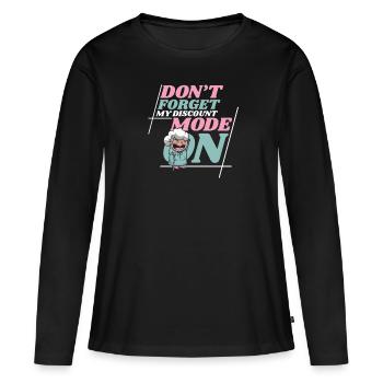 Pension de retraité N’oubliez pas ma réduction - T-shirt manches longues Premium bio Femme - noir - Devant - Julia (174cm)