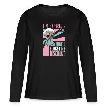Pension de retraité N’oubliez pas ma réduction - T-shirt manches longues Premium bio Femme - noir - Devant - Julia (174cm)