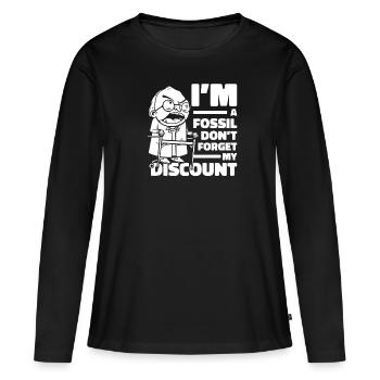 Pension de retraité N’oubliez pas ma réduction - T-shirt manches longues Premium bio Femme - noir - Devant - Julia (174cm)
