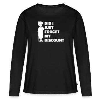 Pension de retraité drôle N’oubliez pas ma réduction - T-shirt manches longues Premium bio Femme - noir - Devant - Julia (174cm)