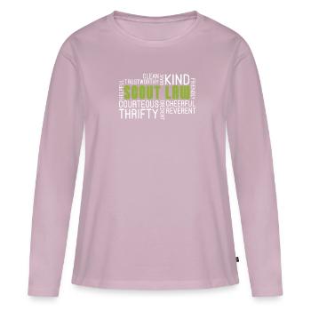 Loi scoute - T-shirt manches longues Premium bio Femme - rose poudré - Devant - Julia (174cm)