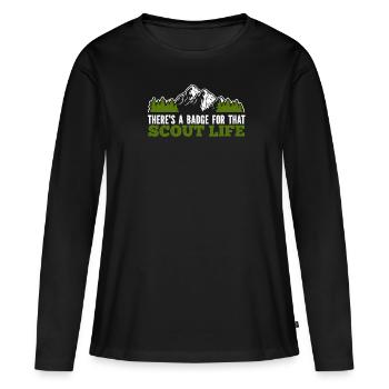 Insigne scout - T-shirt manches longues Premium bio Femme - noir - Devant - Julia (174cm)
