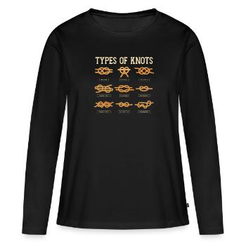 Pfadfinder Knoten Types Of Knots - Frauen Premium Bio Langarmshirt - Schwarz - Vorne - Julia (174cm)