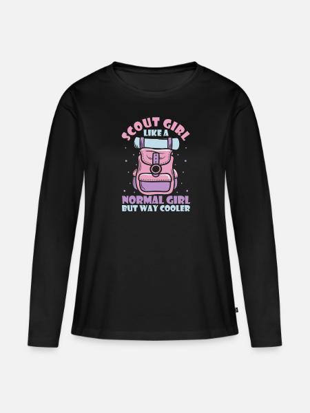Pfadfinder Mädchen - Frauen Premium Bio Langarmshirt - Schwarz