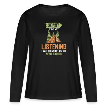 Insigne scout - T-shirt manches longues Premium bio Femme - noir - Devant - Julia (174cm)
