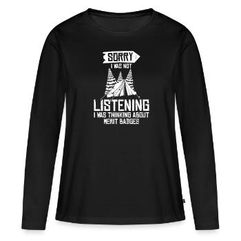 Insigne scout - T-shirt manches longues Premium bio Femme - noir - Devant - Julia (174cm)