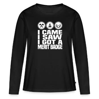 Insigne scout - T-shirt manches longues Premium bio Femme - noir - Devant - Julia (174cm)
