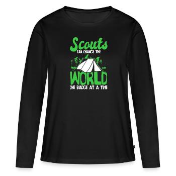 Insigne scout - T-shirt manches longues Premium bio Femme - noir - Devant - Julia (174cm)