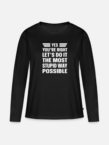 Schwarzer Humor Lustig - Frauen Premium Bio Langarmshirt - Schwarz