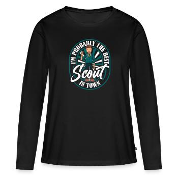 Insigne scout - T-shirt manches longues Premium bio Femme - noir - Devant - Julia (174cm)