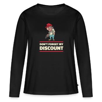 Pension de retraité drôle N’oubliez pas ma réduction - T-shirt manches longues Premium bio Femme - noir - Devant - Julia (174cm)