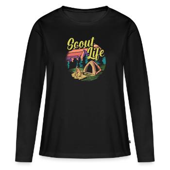 Vie de scout Vie scoute - T-shirt manches longues Premium bio Femme - noir - Devant - Julia (174cm)