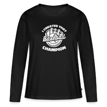 Baseball Baseball Maman - T-shirt manches longues Premium bio Femme - noir - Devant - Julia (174cm)